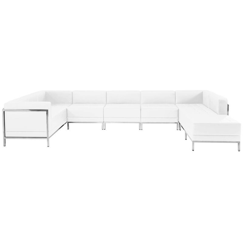 Flash Furniture Imagination 7 Piece Leather Sectional Set in White