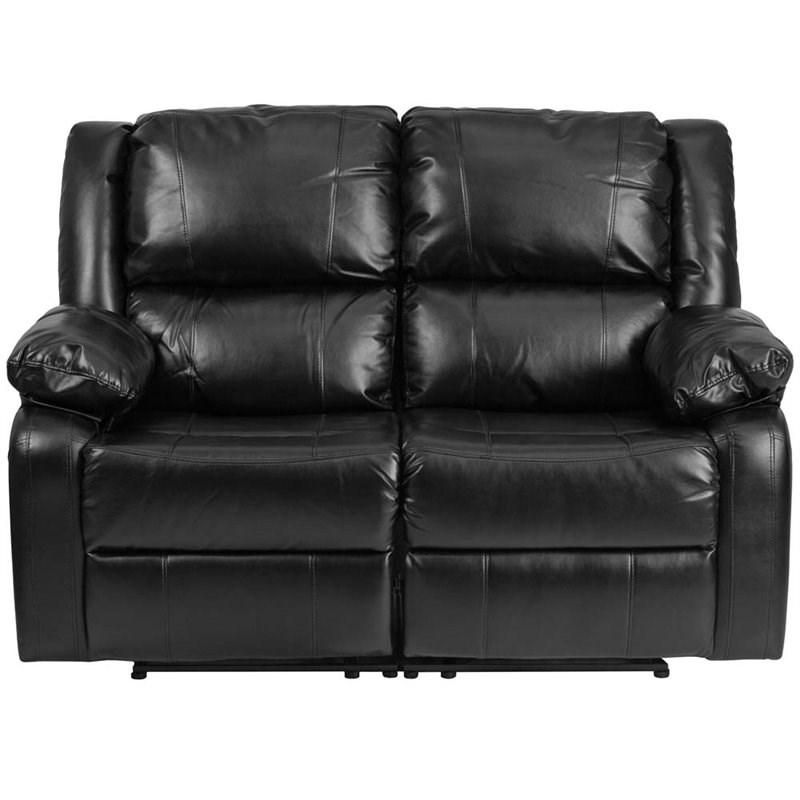 Flash Furniture Harmony Leathersoft Upholstered Reclining Loveseat in Black