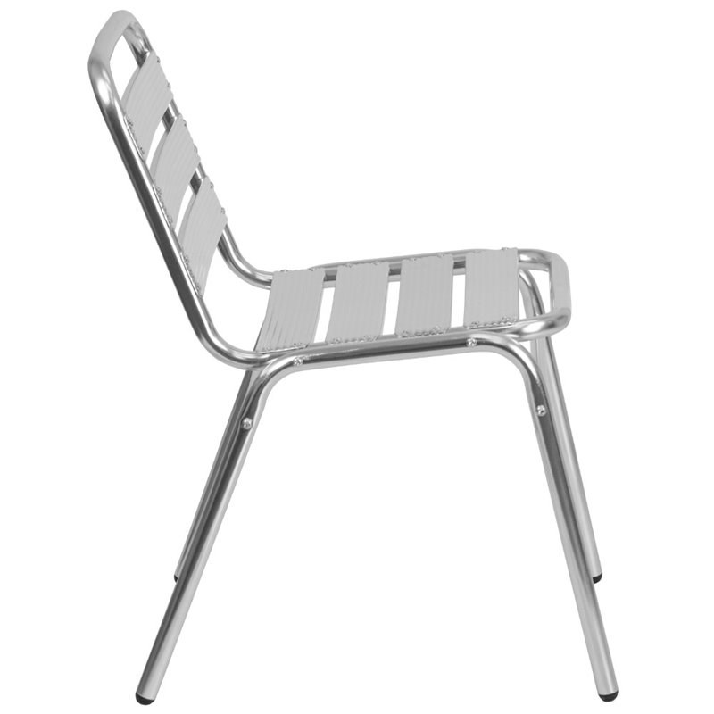 Flash Furniture Armless Chair With Slat Back in Gray