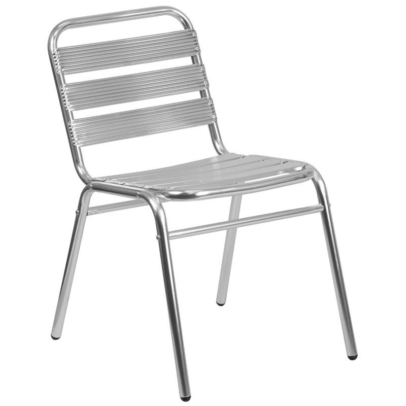 Flash Furniture Armless Chair With Slat Back in Gray