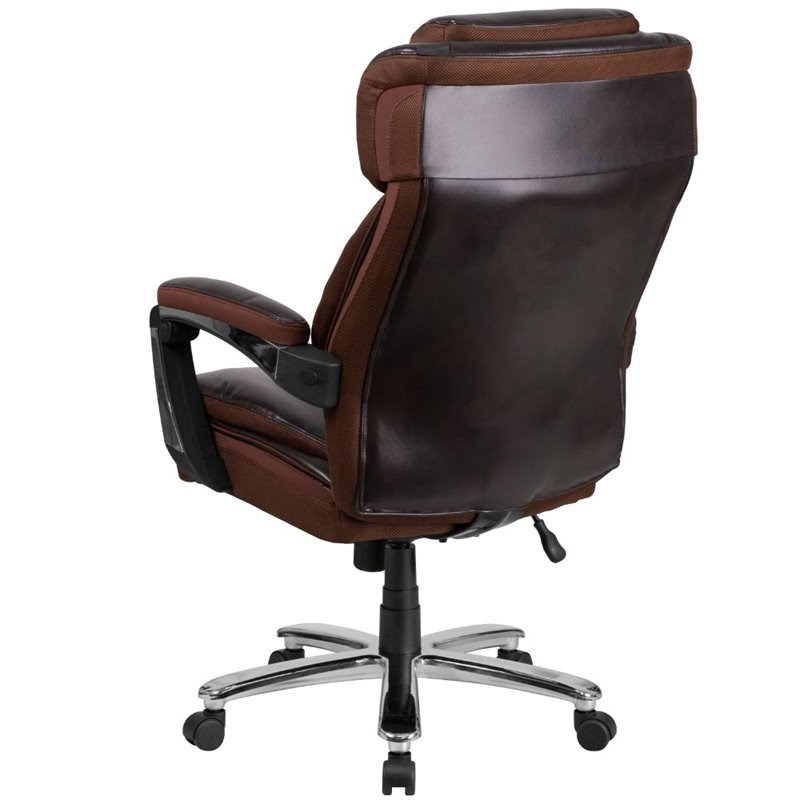 Flash Furniture Big and Tall Leather Office Swivel Chair in Black and