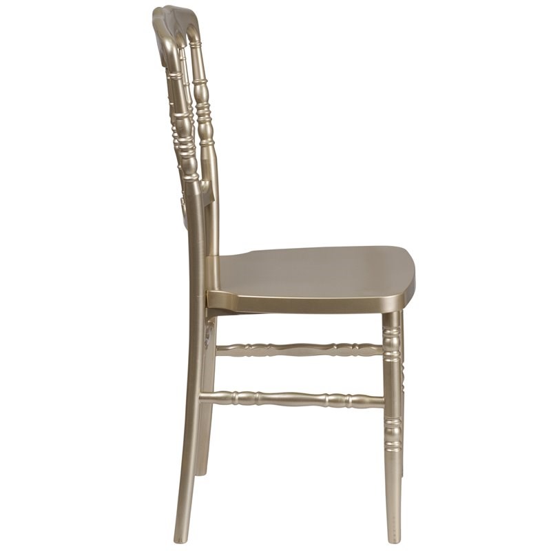 Flash Furniture Napoleon Resin Stackable Accent Chair in Gold