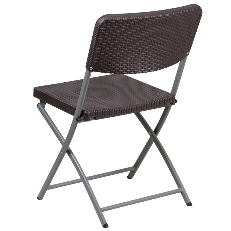 Flash Furniture Plastic Folding Chair in Brown