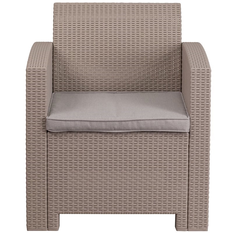 Flash Furniture Wicker Patio Chair in Light Gray