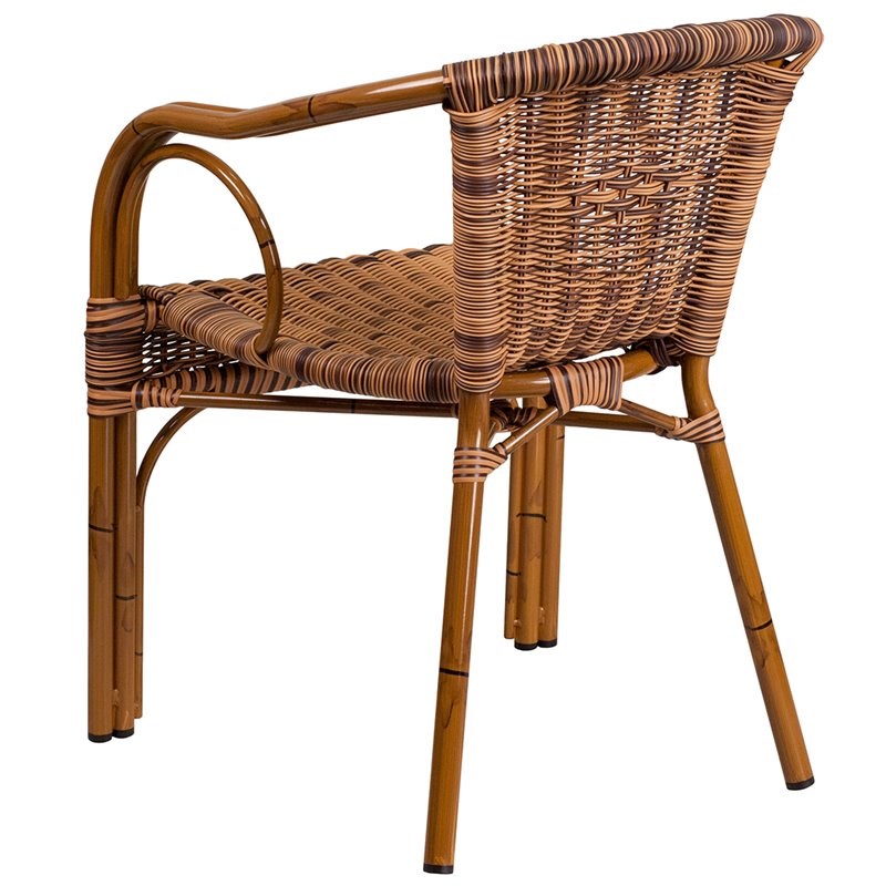 Flash Furniture Rattan Chair Aluminum Frame Dark Red Bamboo