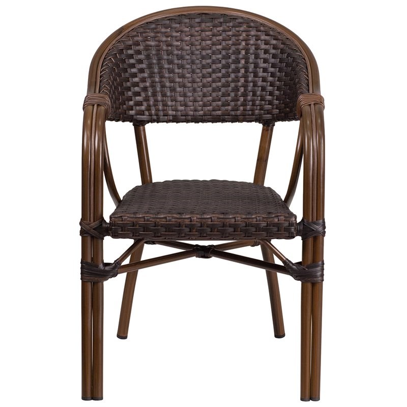 Flash Furniture Rattan Chair Aluminum Frame In Dark Brown And Red Bamboo Sda Ad642003r 2 Gg