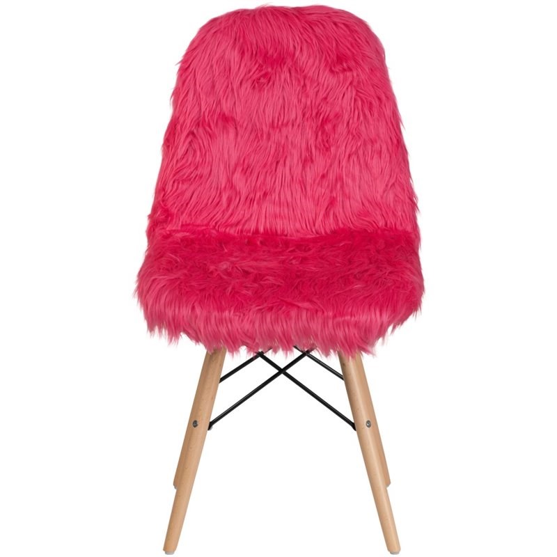 flash furniture shaggy dog faux fur accent chair in hot pink and