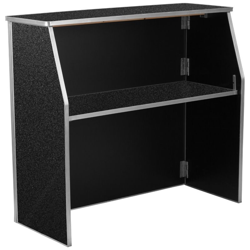 Flash Furniture Foldable Home Bar in Black Marble