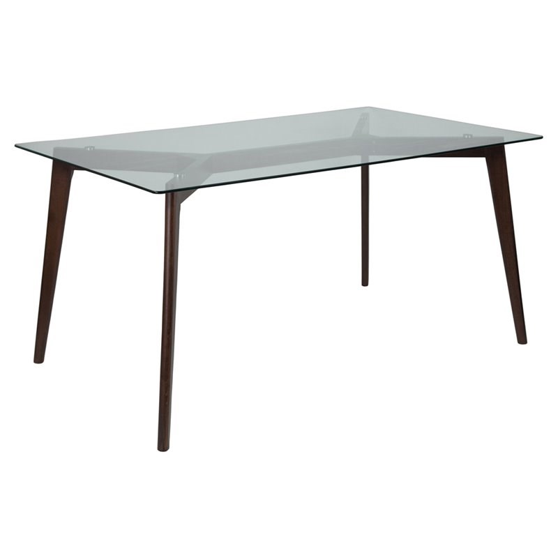 Flash Furniture Parkside Glass Top Dining Table in Espresso