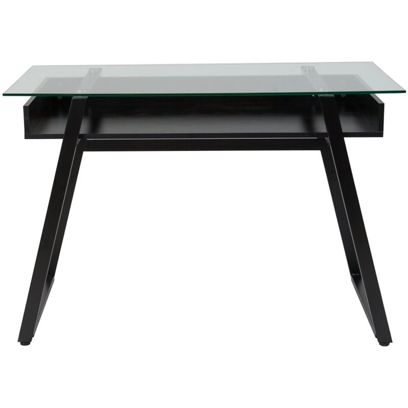 Flash Furniture Huntley Glass Top Writing Desk in Black