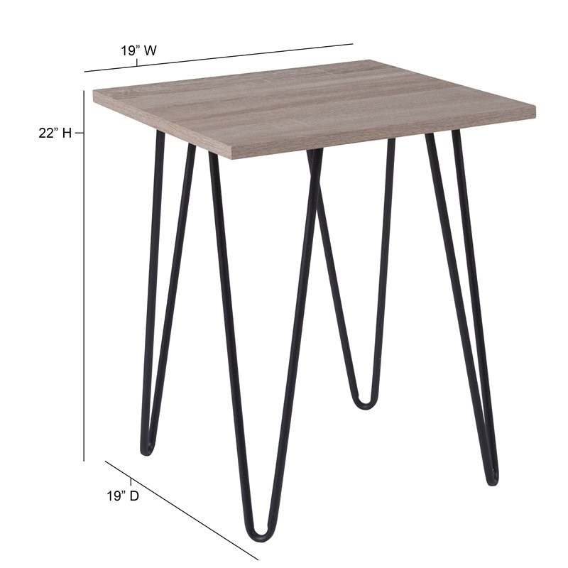 Flash Furniture Oak Park Square End Table in Driftwood and Black