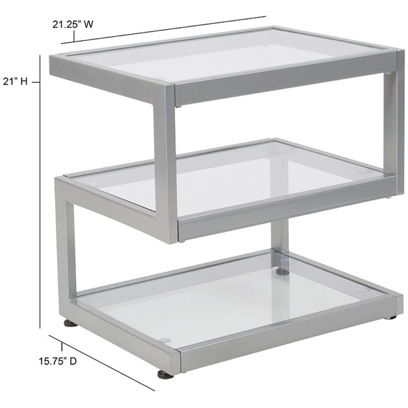 Flash Furniture Glass Top End Table in Silver