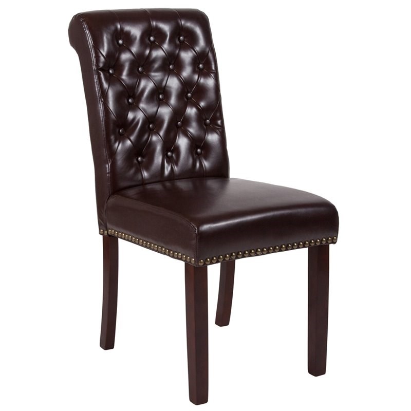 Flash Furniture Leather Parson Dining, Nailhead Leather Side Chair
