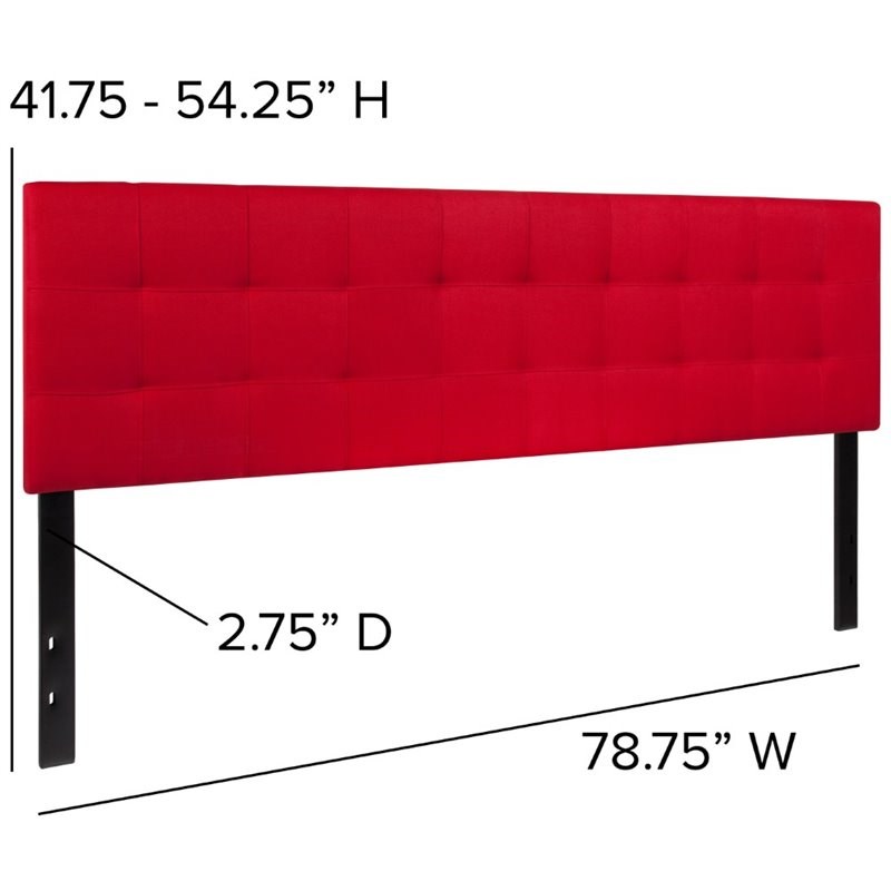 Flash Furniture Bedford King Fabric Panel Headboard in Red