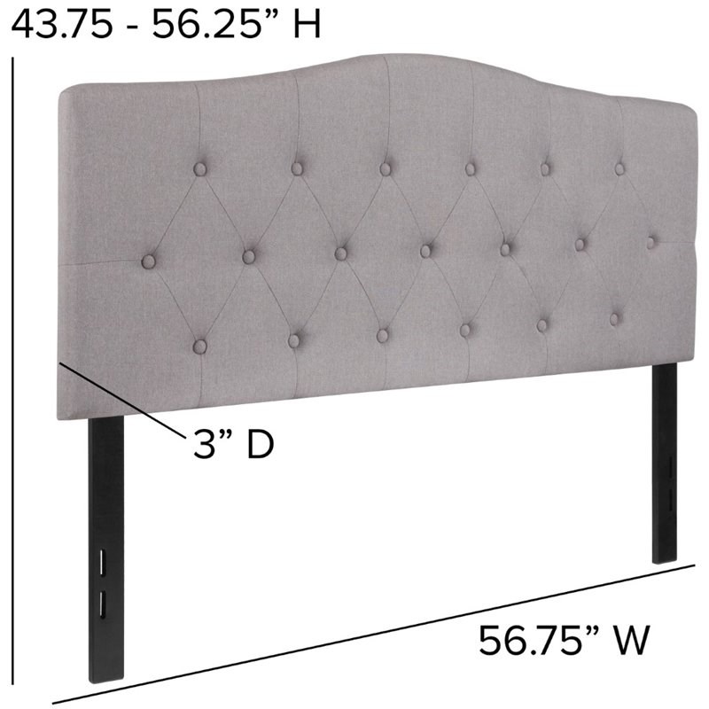 Flash Furniture Cambridge Tufted Full Panel Headboard in Light Gray