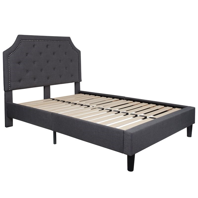 Flash Furniture Brighton Tufted Full Platform Bed in Dark Gray