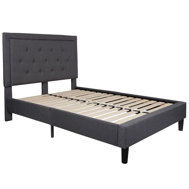 Flash Furniture Roxbury Tufted Full Platform Bed in Dark Gray