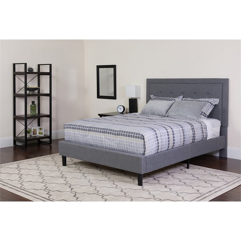 Flash Furniture Roxbury Tufted Full Platform Bed in Light Gray