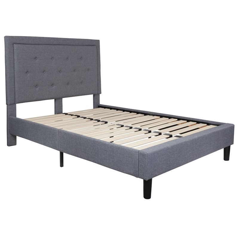 Flash Furniture Roxbury Tufted Full Platform Bed in Light Gray