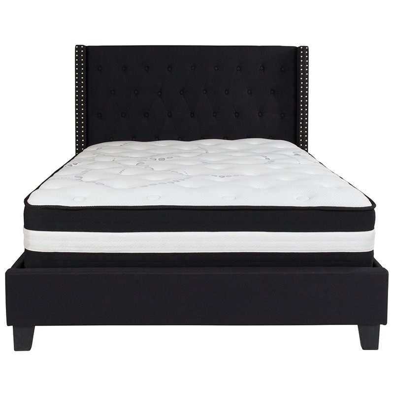 Flash Furniture Riverdale Tufted Full Platform Bed in Black