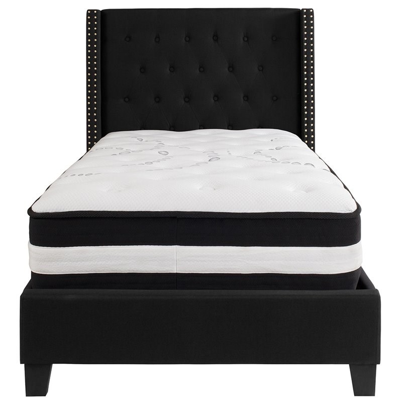 Flash Furniture Riverdale Tufted Twin Platform Bed in Black