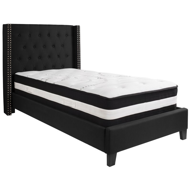 Flash Furniture Riverdale Tufted Twin Platform Bed in Black