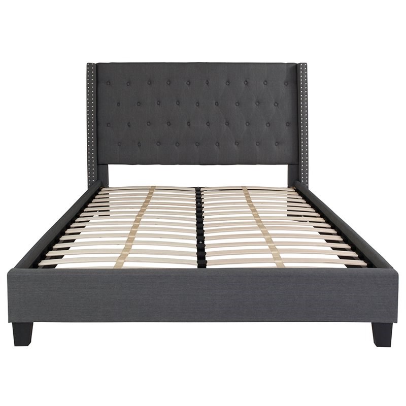 Flash Furniture Riverdale Upholstered Queen Platform Bed in Dark Gray