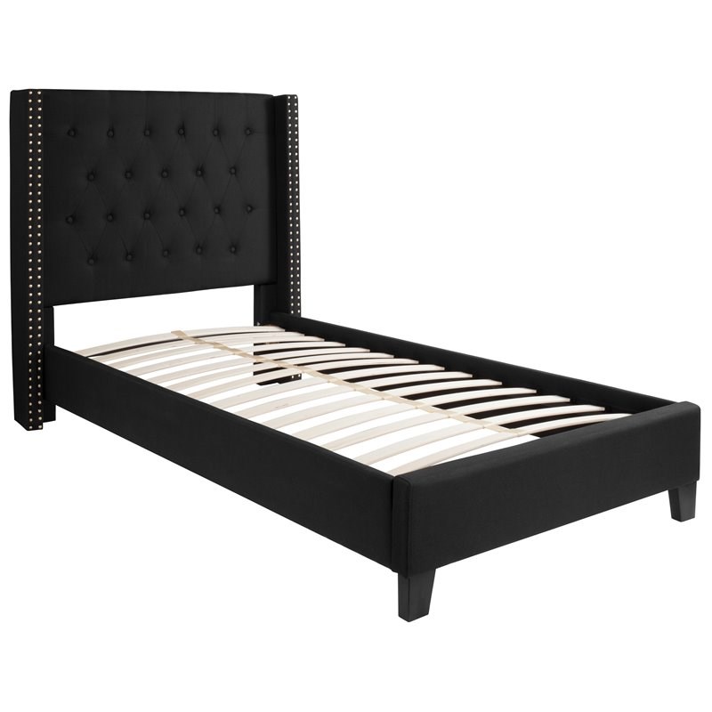 Flash Furniture Riverdale Upholstered Twin Platform Bed in Black