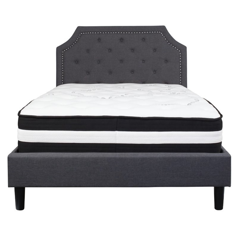 Flash Furniture Full Platform Panel Bed and Mattress in Dark Gray