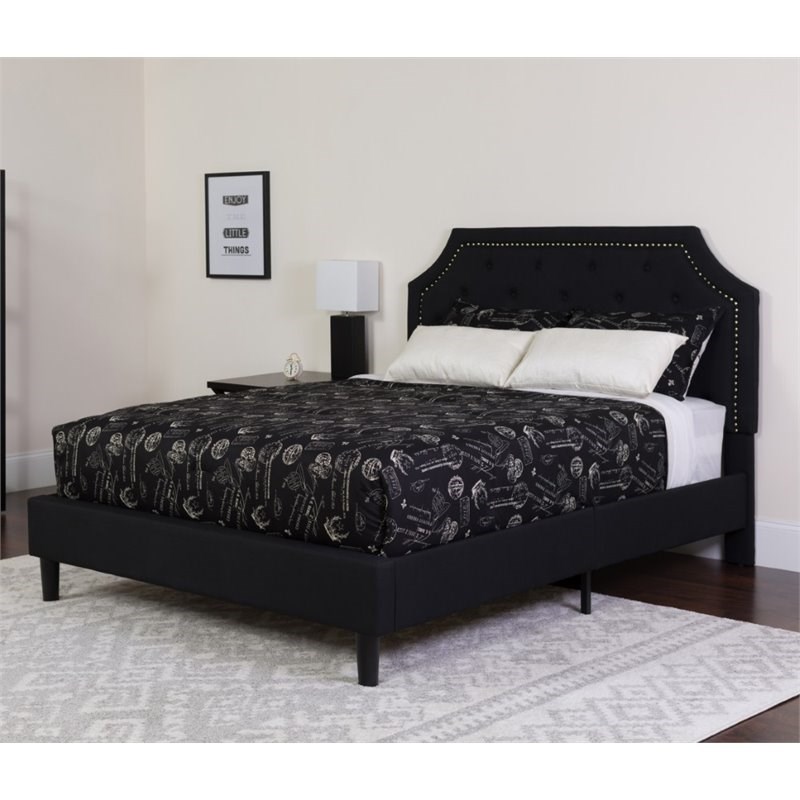 Flash Furniture Full Platform Panel Bed and Mattress in Black