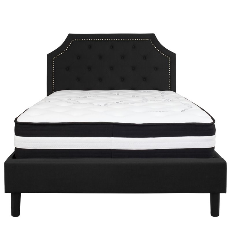 Flash Furniture Full Platform Panel Bed and Mattress in Black