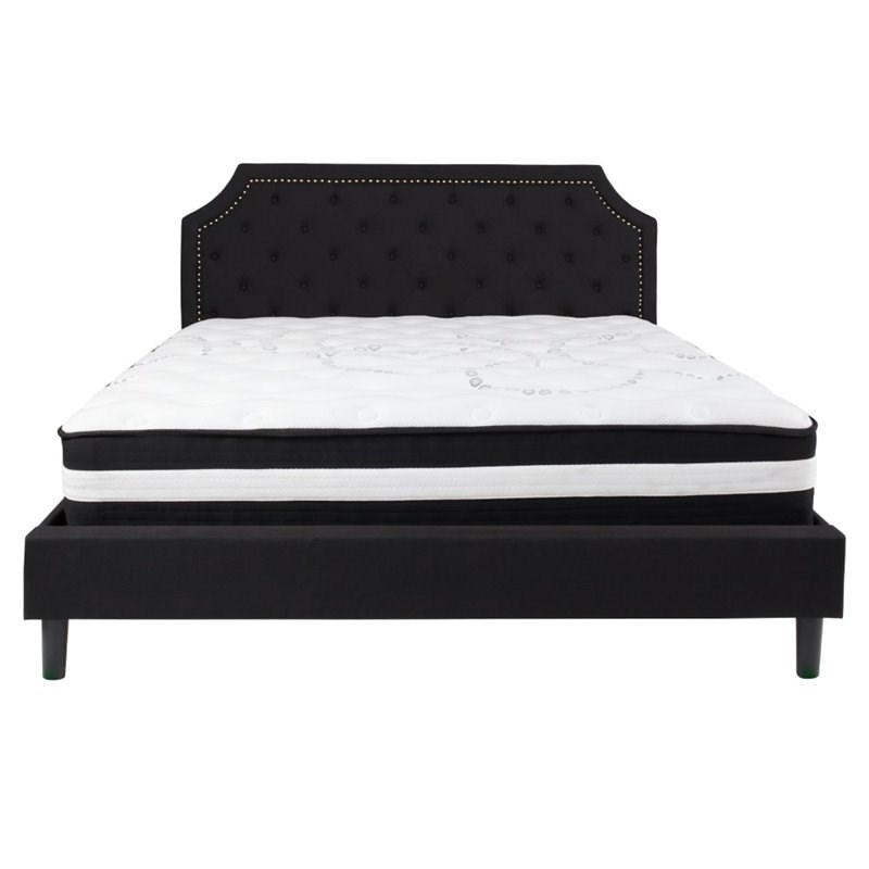Flash Furniture King Platform Panel Bed and Mattress in Black