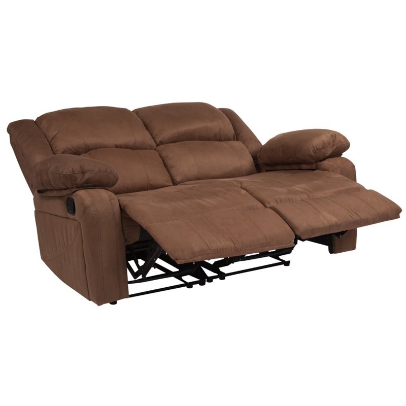 Flash Furniture Harmony Microfiber Upholstered Reclining Loveseat in Brown