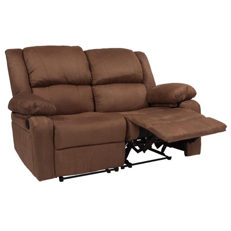 Flash Furniture Harmony Microfiber Upholstered Reclining Loveseat in Brown