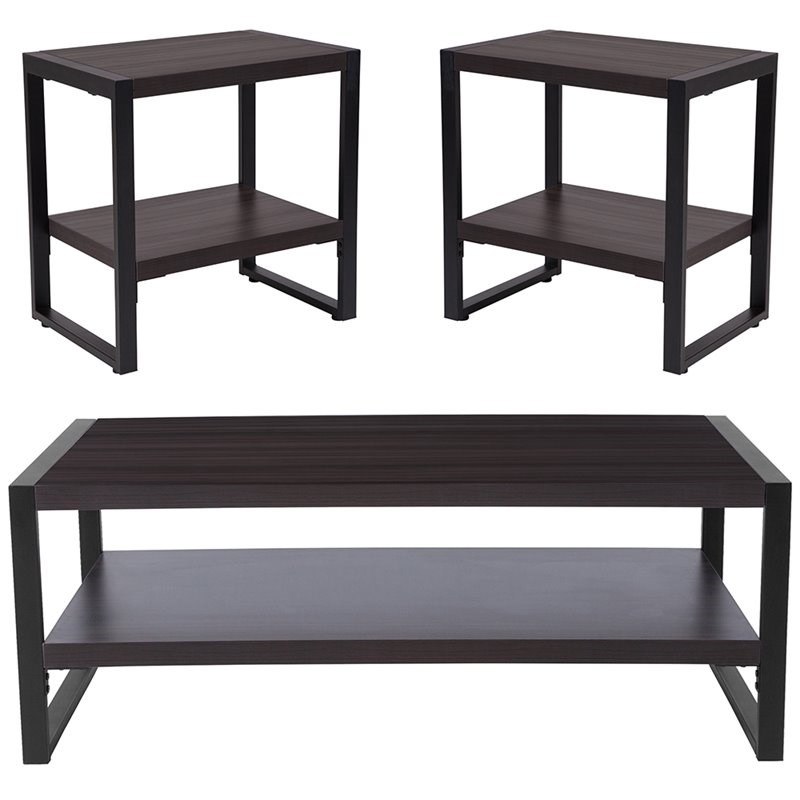 Flash Furniture Thompson 3 Piece Coffee Table Set in Charcoal