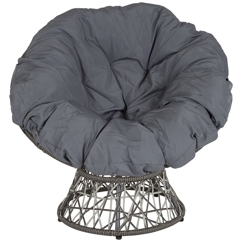 flash furniture bowie swivel patio papasan chair in gray