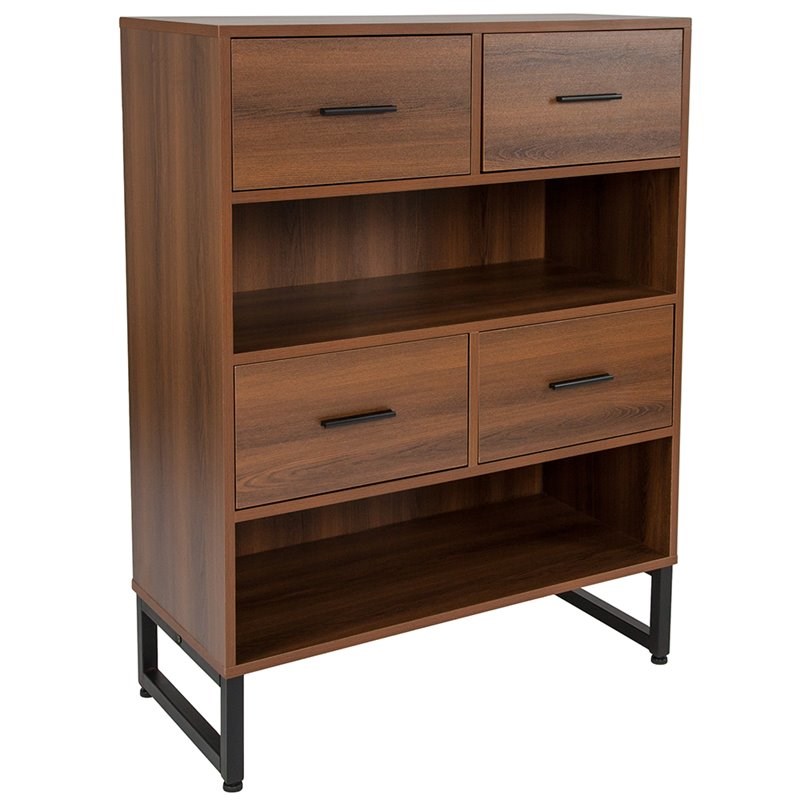 Flash Furniture Lincoln 2 Shelf Bookcase in Rustic and Black