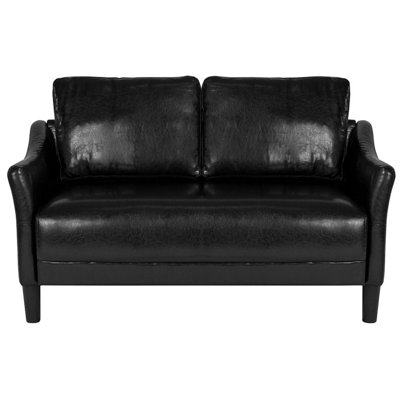 Flash Furniture Asti Leather Loveseat in Black