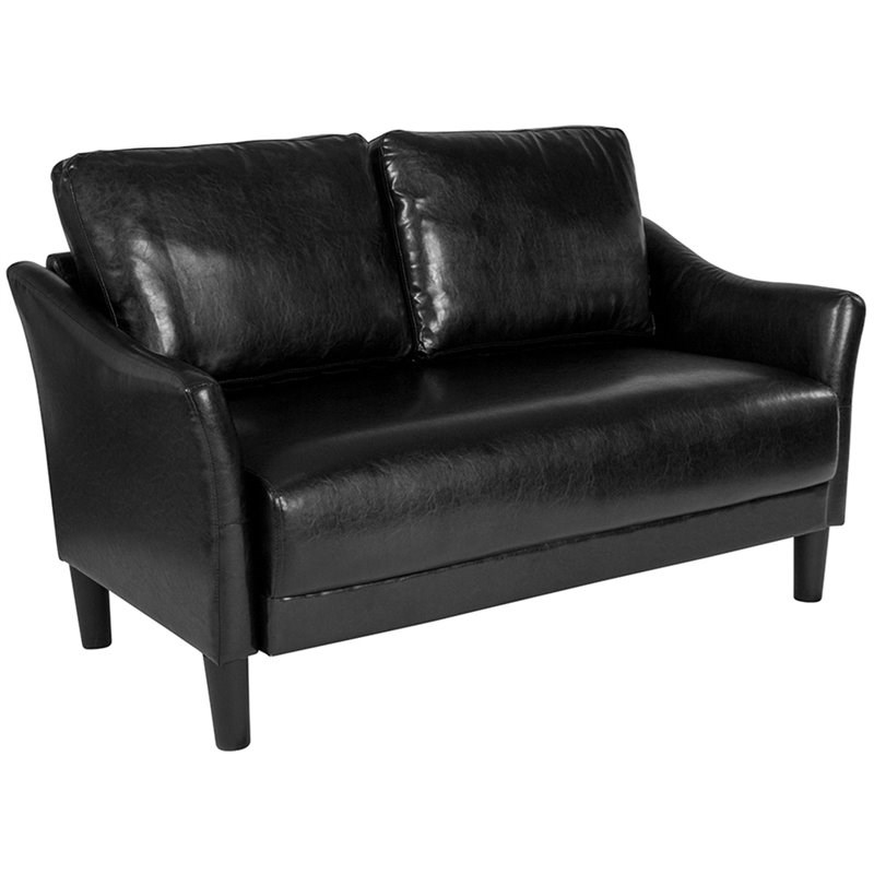 Flash Furniture Asti Leather Loveseat in Black