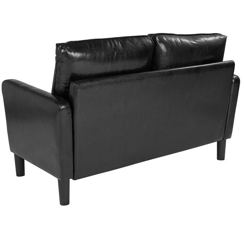 Flash Furniture Washington Park Leather Loveseat in Black