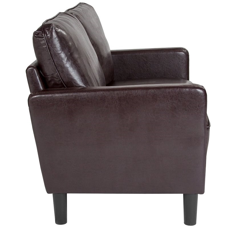 Flash Furniture Washington Park Leather Loveseat in Brown and Black