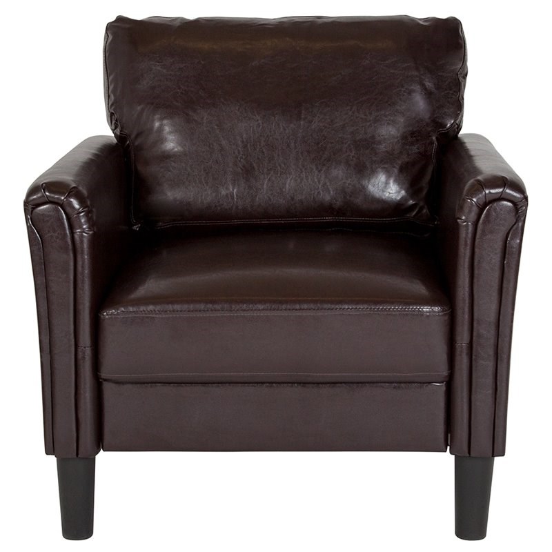Flash Furniture Bari Leather Accent Chair in Brown and Black