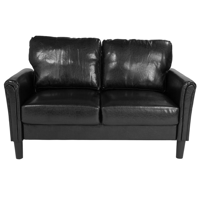 Flash Furniture Bari Leather Loveseat in Black