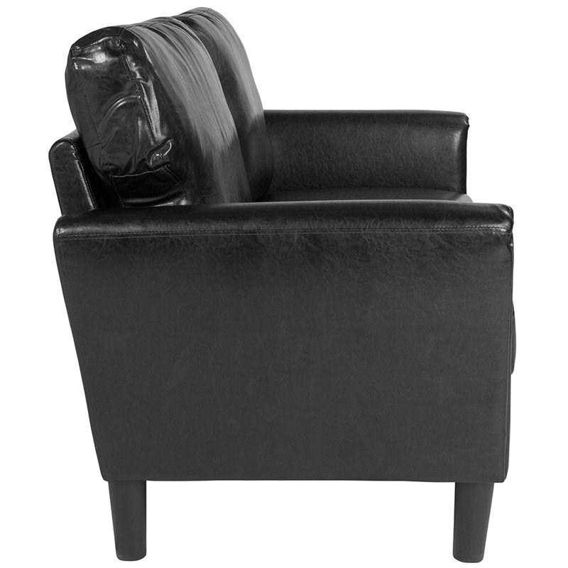 Flash Furniture Bari Leather Loveseat in Black