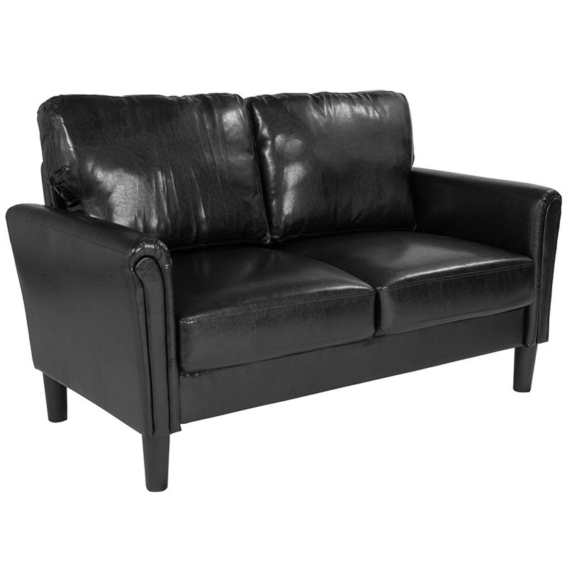 Flash Furniture Bari Leather Loveseat in Black