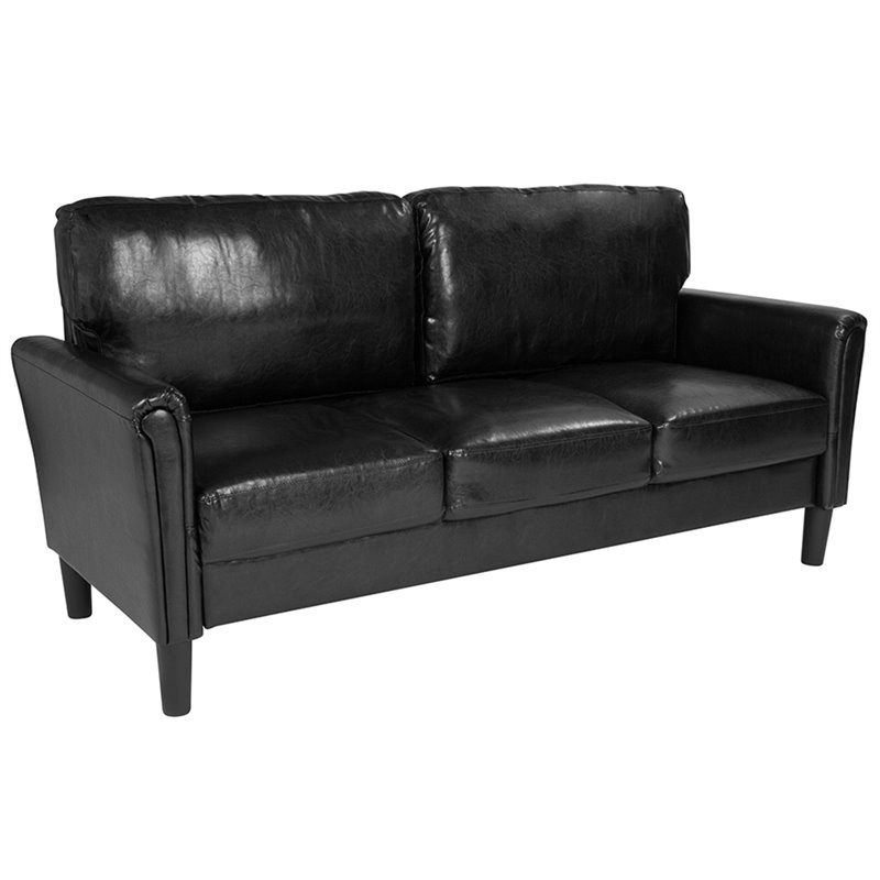Flash Furniture Bari Leather Sofa in Black