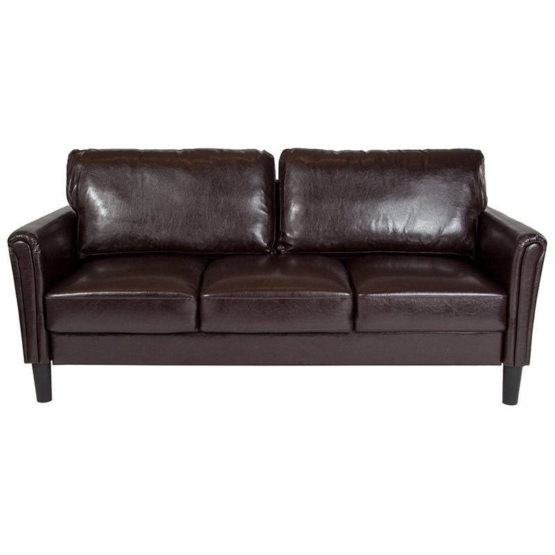 Flash Furniture Bari Leather Sofa in Brown and Black