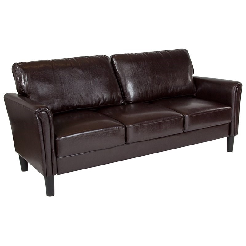Flash Furniture Bari Leather Sofa in Brown and Black