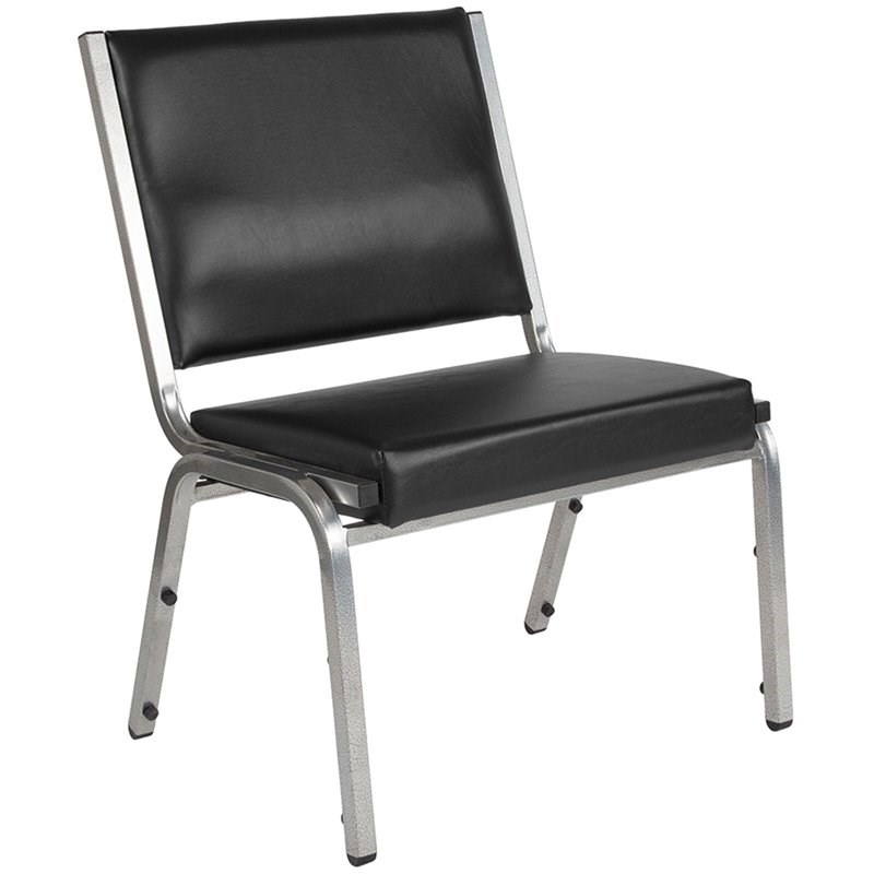 Flash Furniture Hercules Faux Leather Bariatric Chair in Black and Silver
