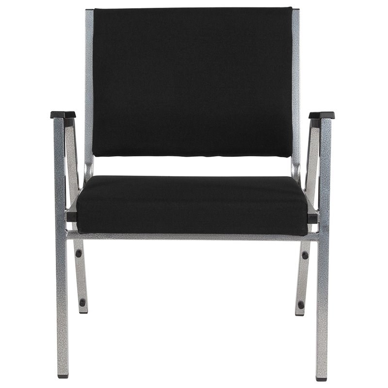 Flash Furniture Hercules Bariatric Reception Arm Chair in Black and Silver